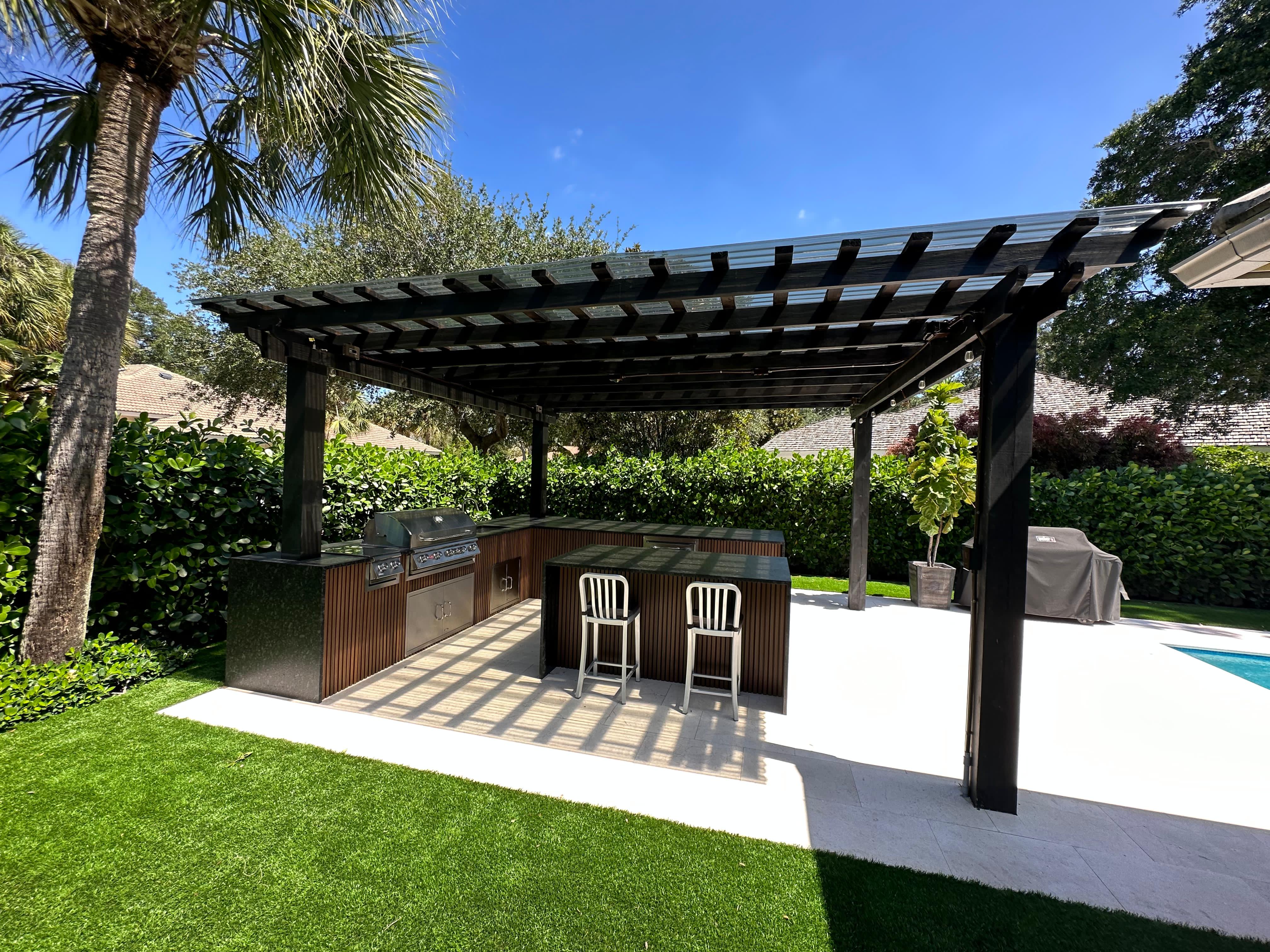 Pergola with accent lighting for evening ambiance