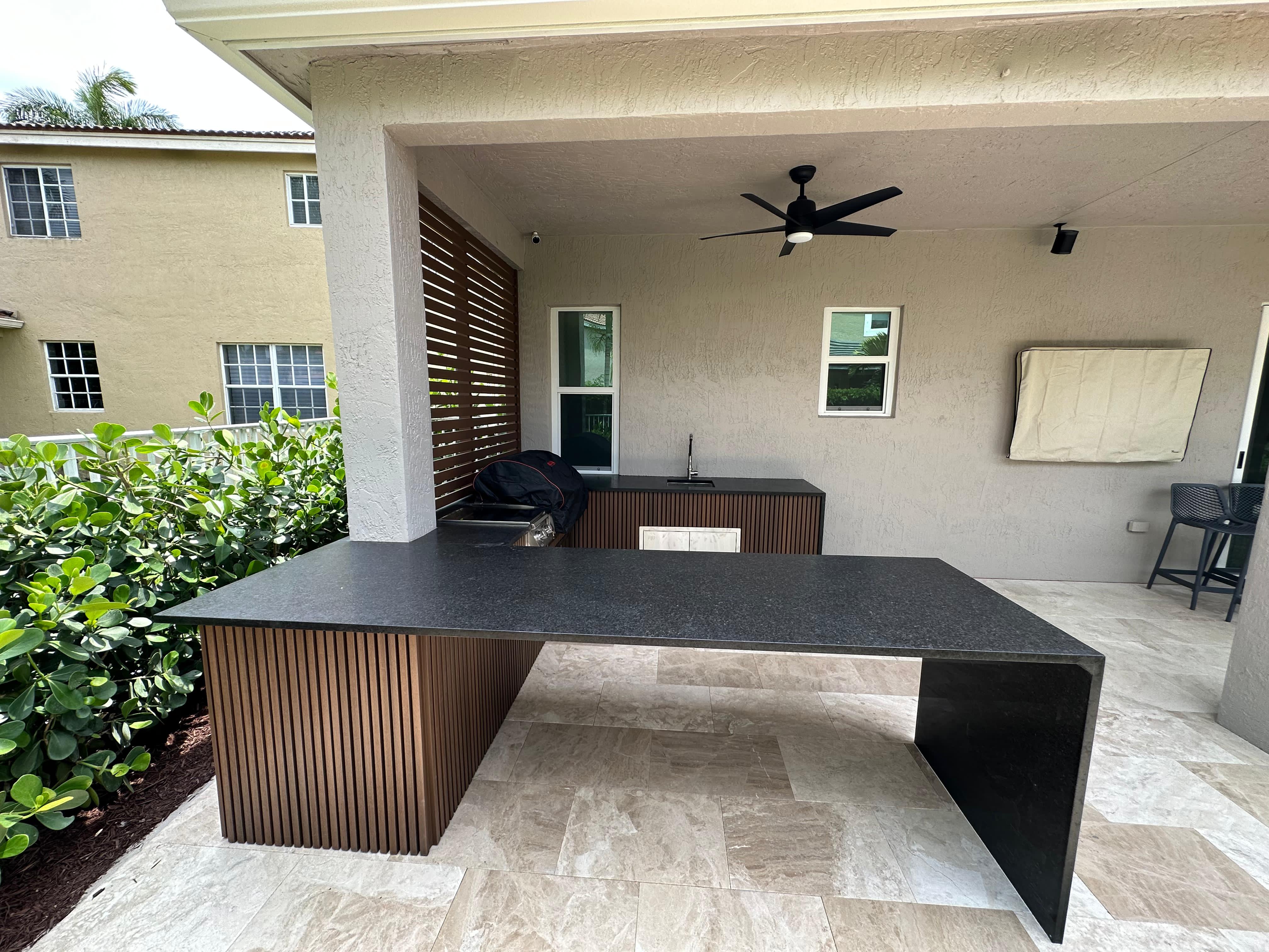 Pergola entertainment area in daytime